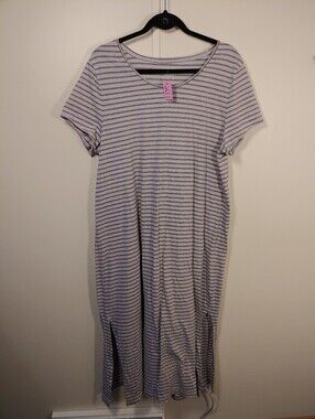 Haven Well Within XL Purple & Heather Grey Short Sleeve Striped Nightgown